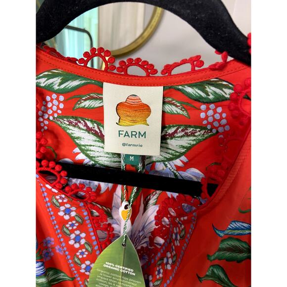 Farm Rio Red Sweet Bloom Bouquet Romper size M medium - Picture 3 of 6